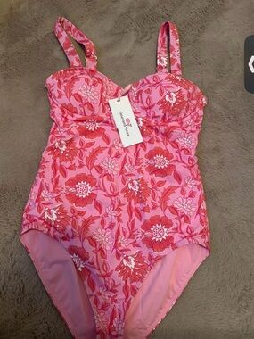 Vineyard Vines Pink and Red Floral One-Piece Swimsuit
